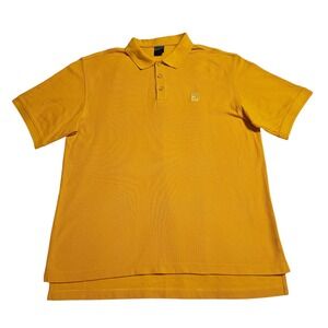 Nike Polo Shirt Mens Large Yellow Tennis Gold Dri Fit Swoosh Bright‎ Loud Gold